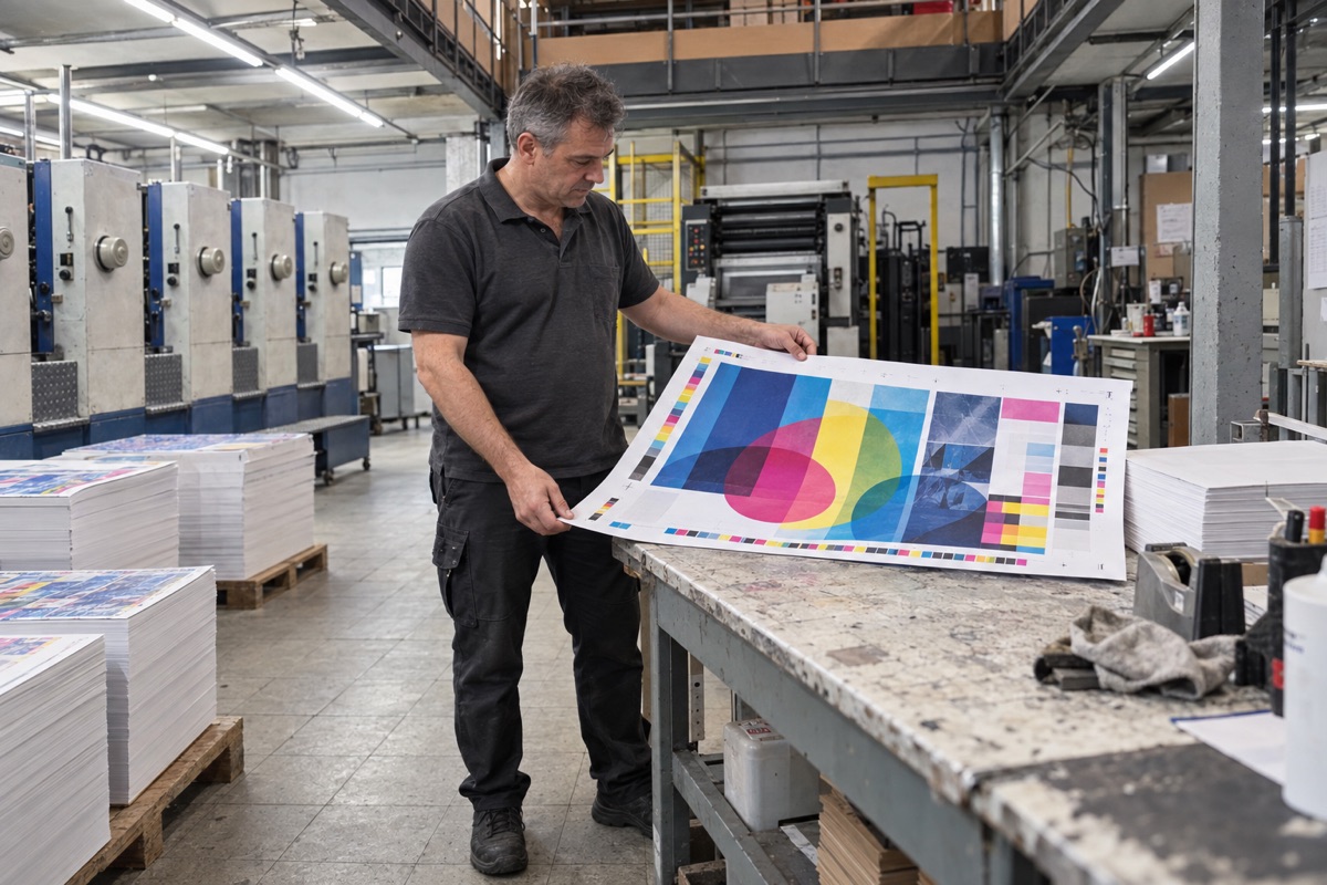 Prueba de color de un afiche impreso a pliego