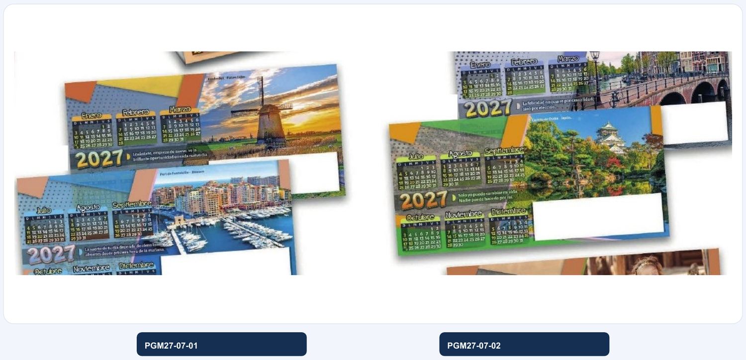 Diseños de calendarios de escritorio 2027