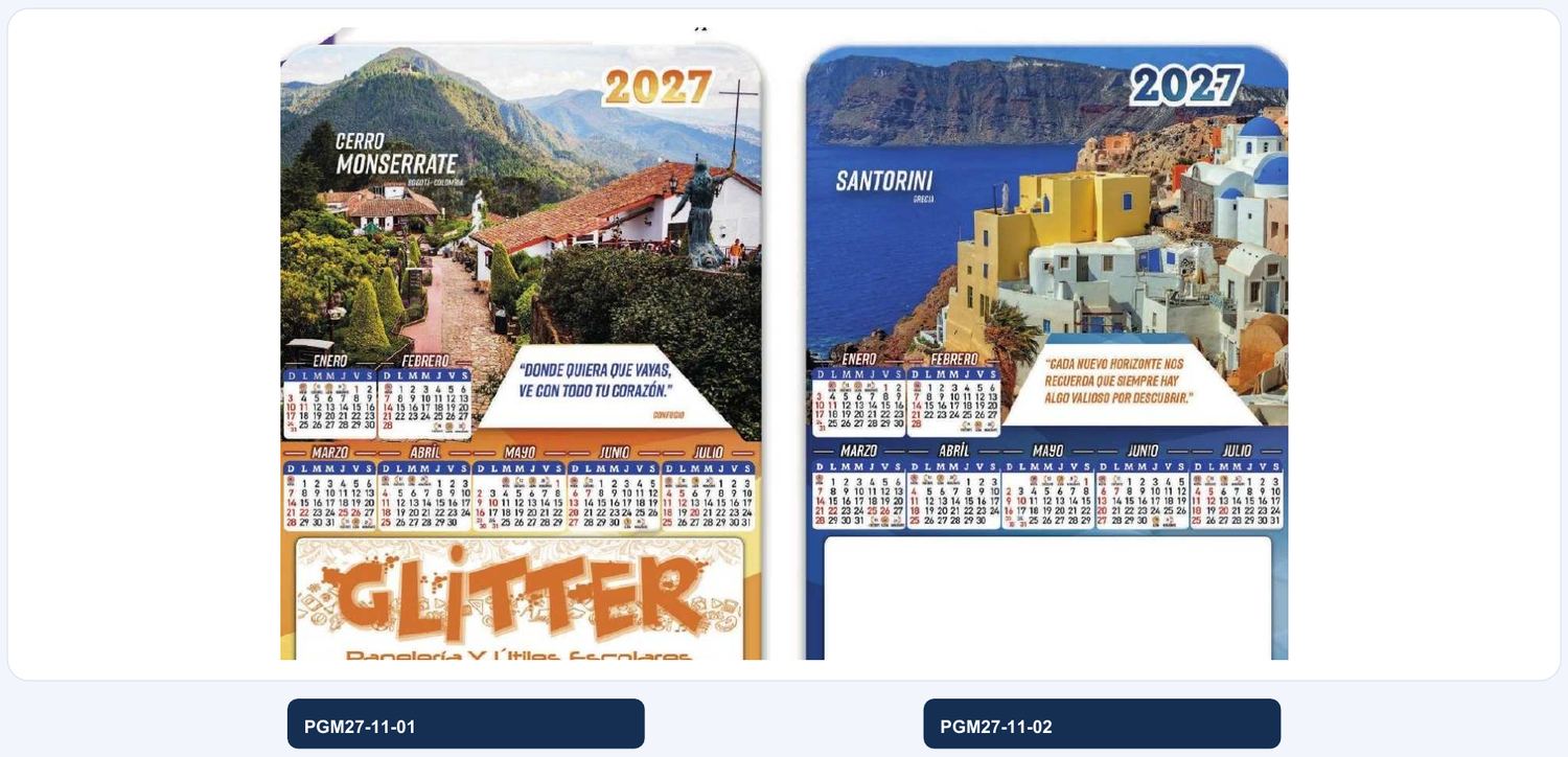Diseños de tarjetas navideñas con calendario 2027