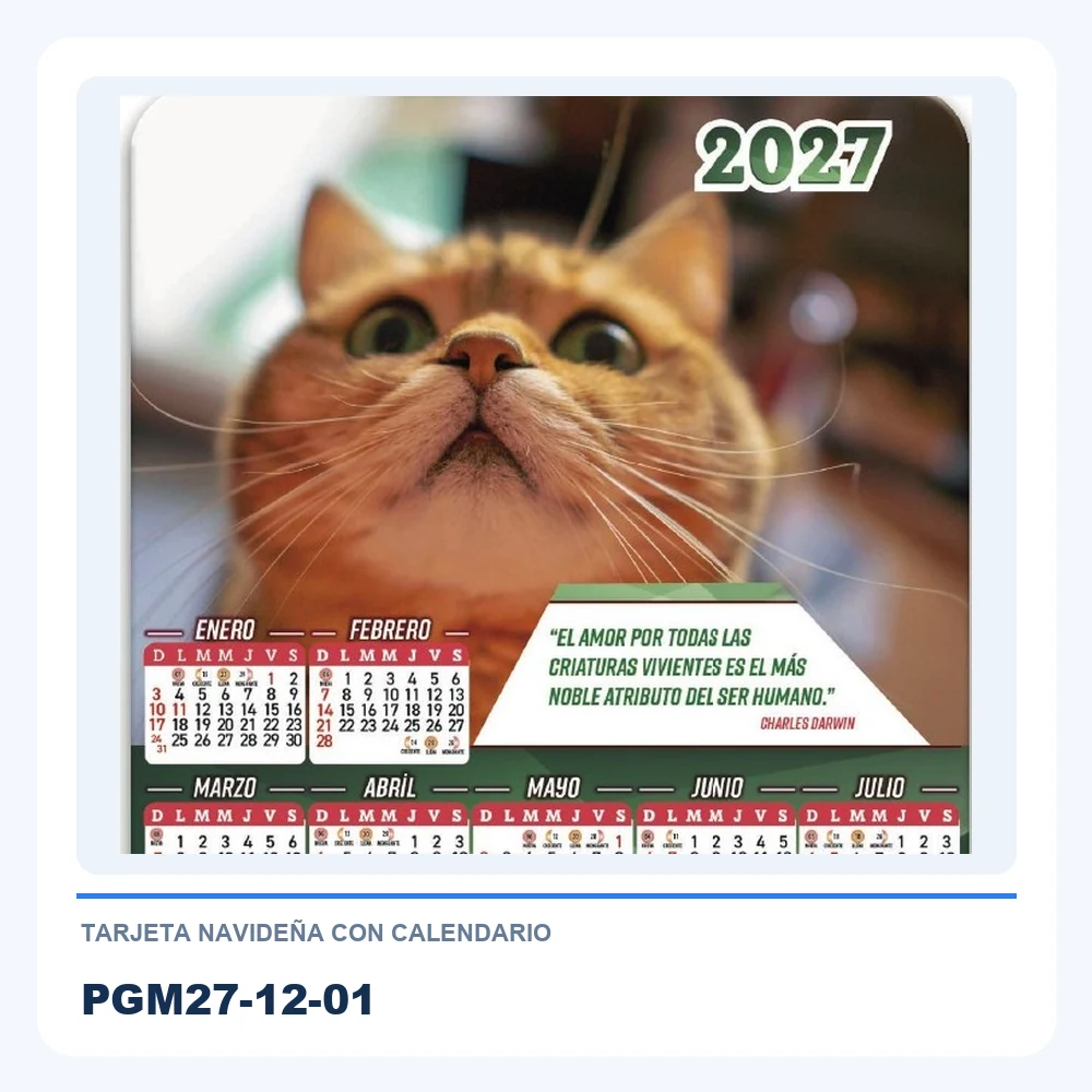 Tarjeta Navideña con Calendario (con sobre) PGM27-12-01